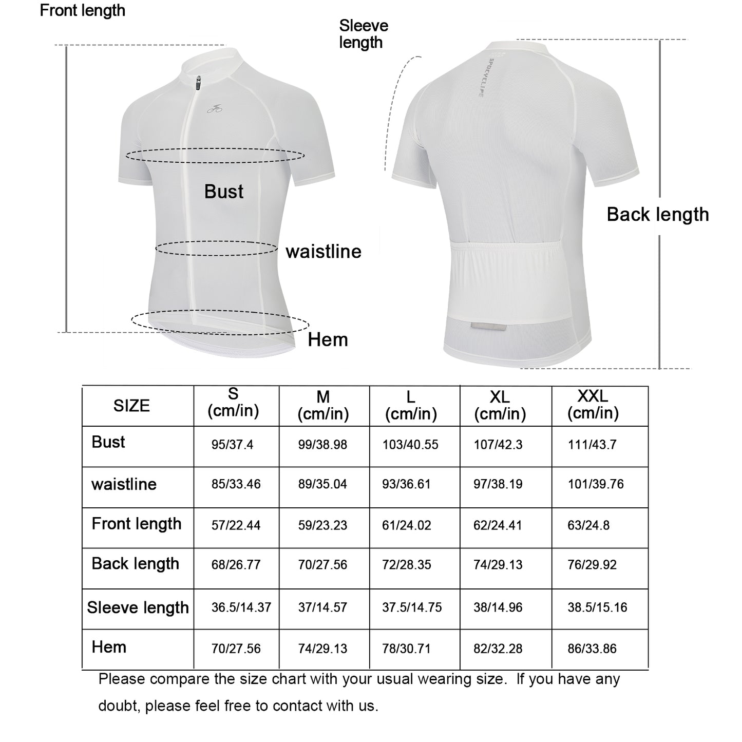 Men Quick Dry Breathable Short Sleeve Cycling Jersey White