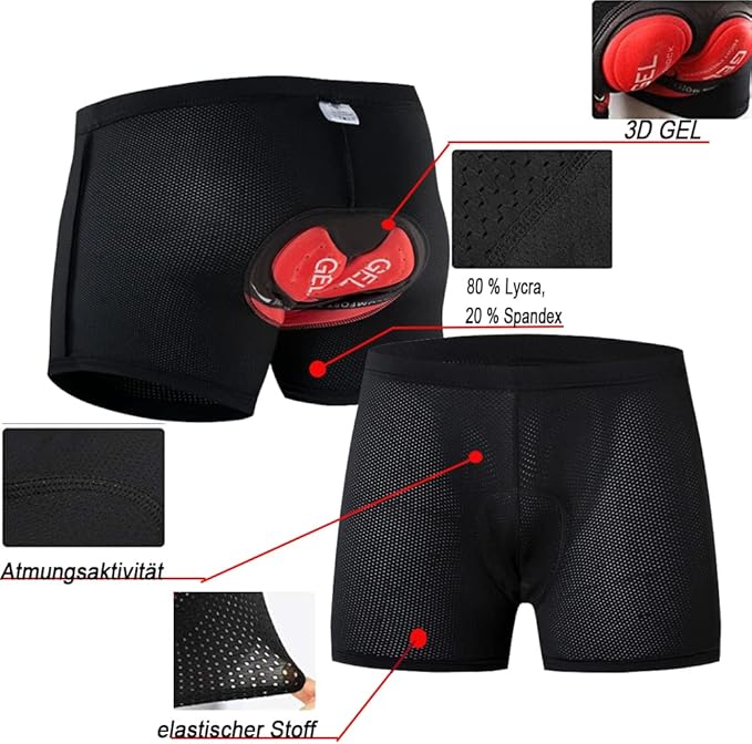 SPOCYCLIFE Men's 5D Padded Cycling Shorts – Breathable Bike Underwear for MTB & Road Cycling