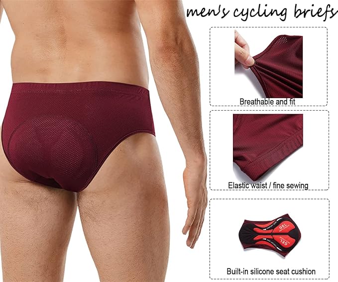SPOCYCLIFE Men's 5D Padded Cycling Shorts – Red | Breathable MTB & Road Bike Underwear