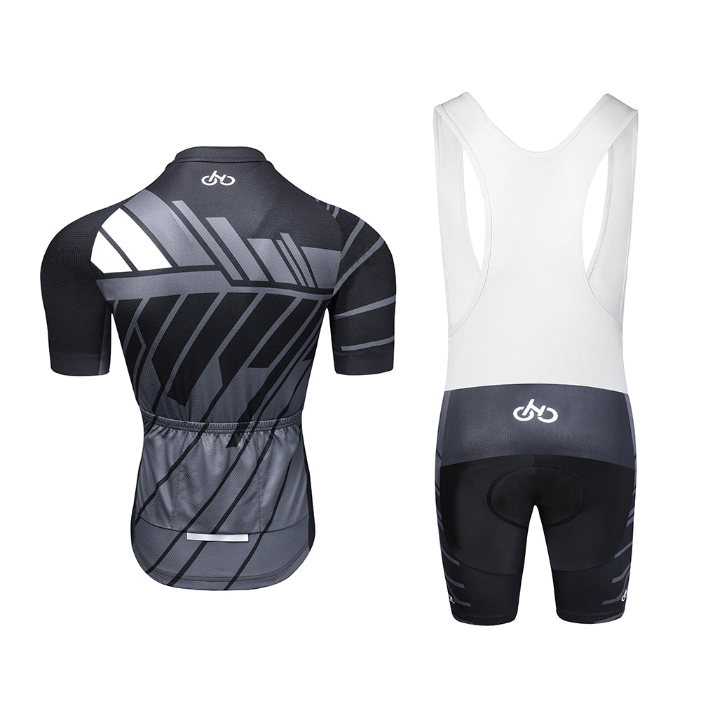 Black quick dry breathable cycling jersey set with 3D gel padded