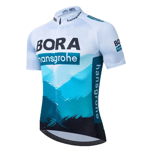 Blue quick dry breathable short sleeve BORA-Hansgrohe men cycling jersey