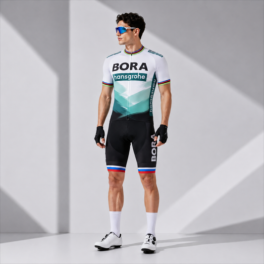 BORA-Hansgrohe Men’s Short Sleeve Cycling Jersey Set – White Green
