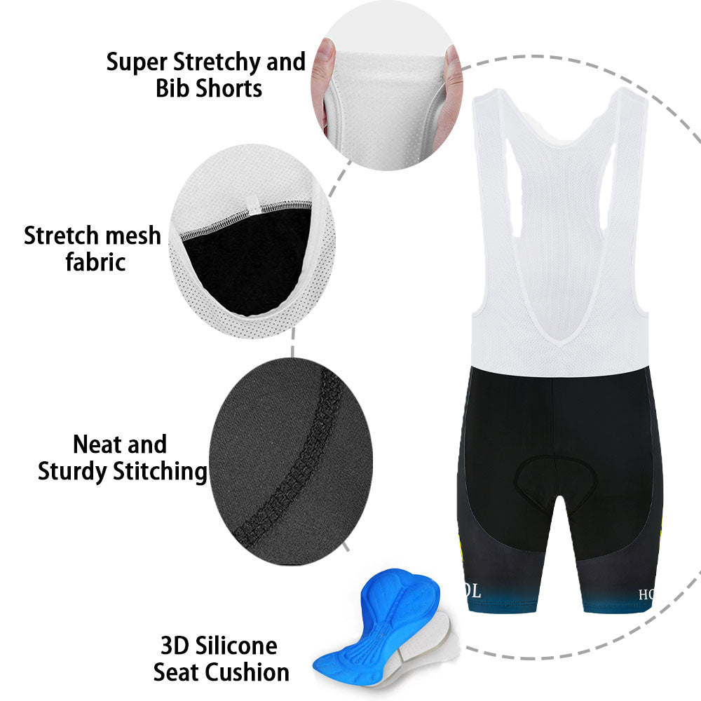Green breathable short sleeve men cycling jersey set with 3D gel padded
