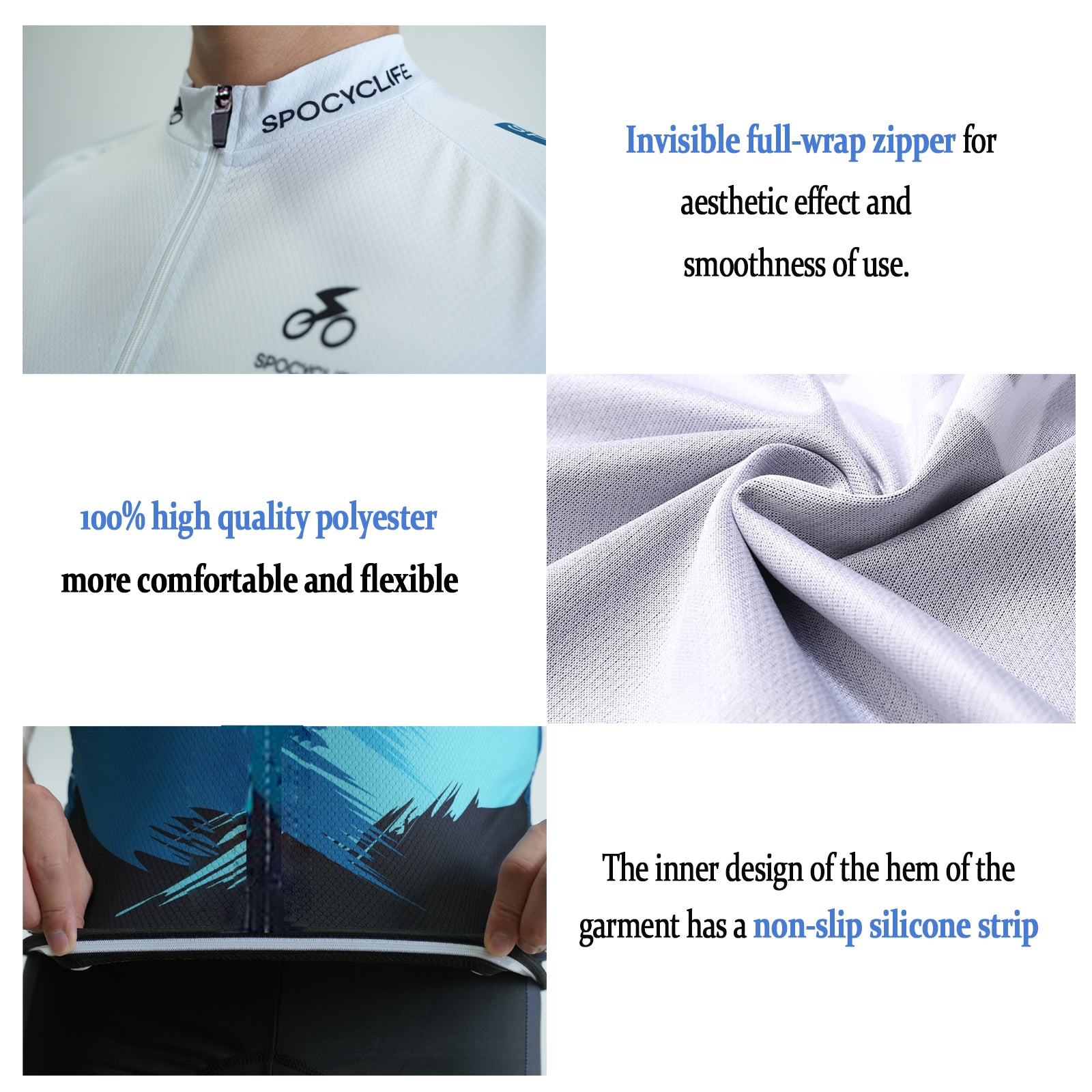 White long sleeve full zipper men mountain bike cycling jersey