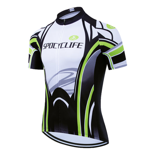 Men Quick Dry Breathable Fullzip Short Sleeve Cycling Jersey Green
