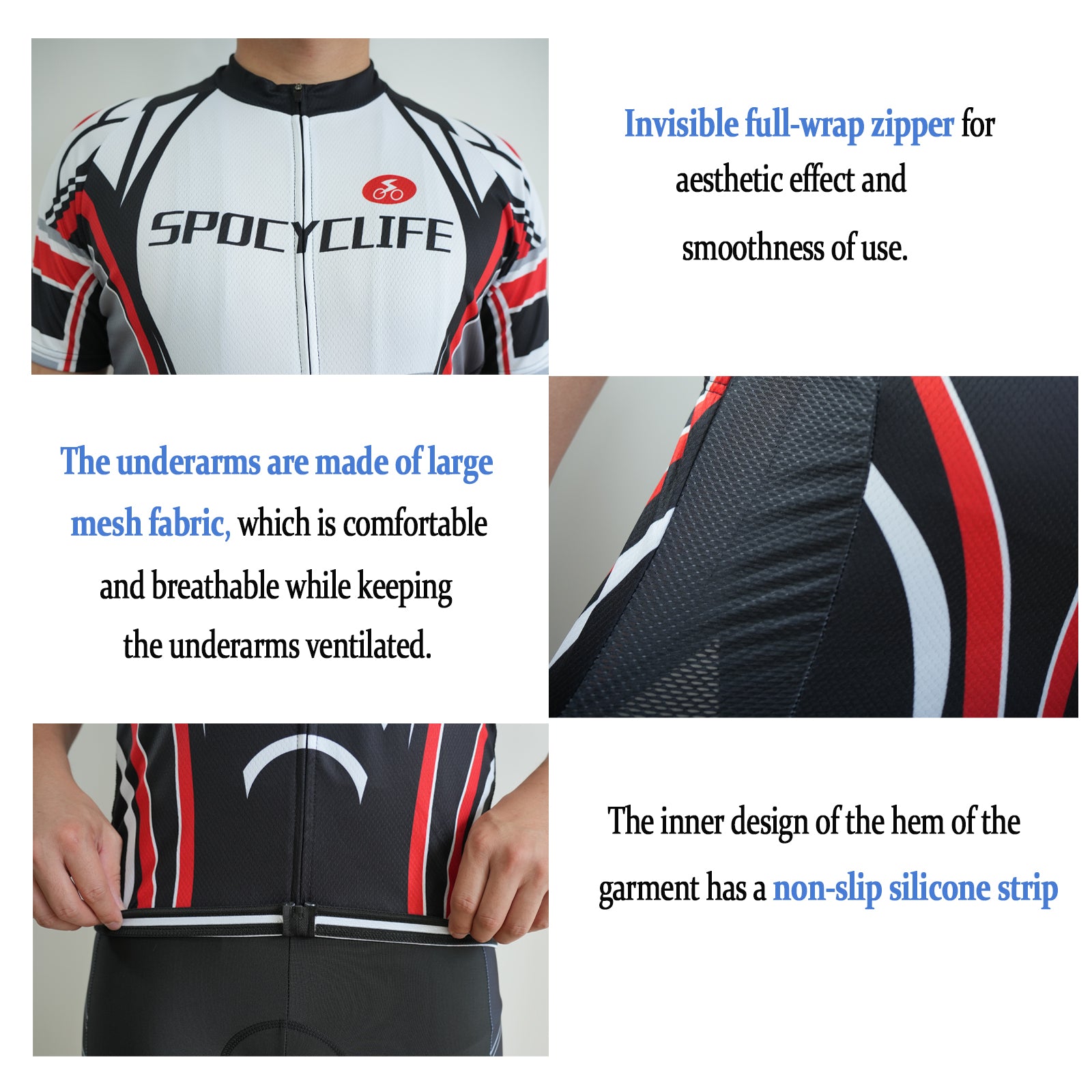 Men Quick Dry Breathable Fullzip Short Sleeve Cycling Jersey Red
