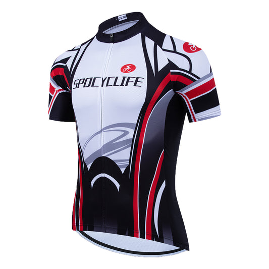 Men Quick Dry Breathable Fullzip Short Sleeve Cycling Jersey Red