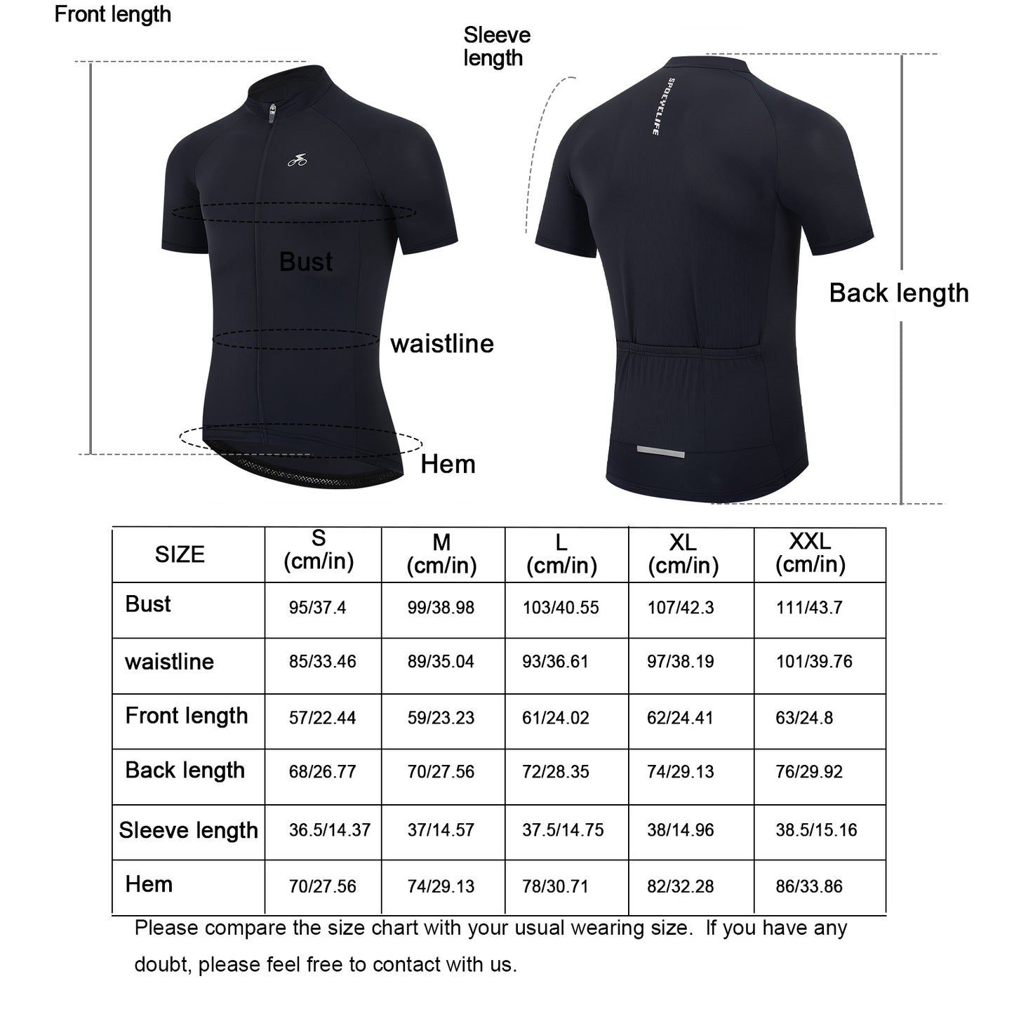 Men Quick Dry Breathable Short Sleeve Cycling Jersey Black