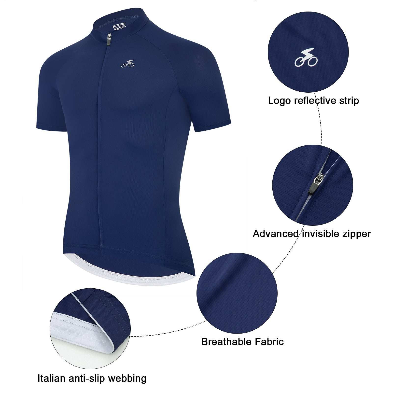 Men Quick Dry Breathable Short Sleeve Cycling Jersey Blue