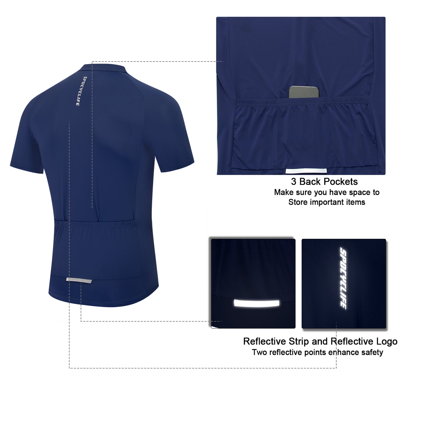 Men Quick Dry Breathable Short Sleeve Cycling Jersey Blue