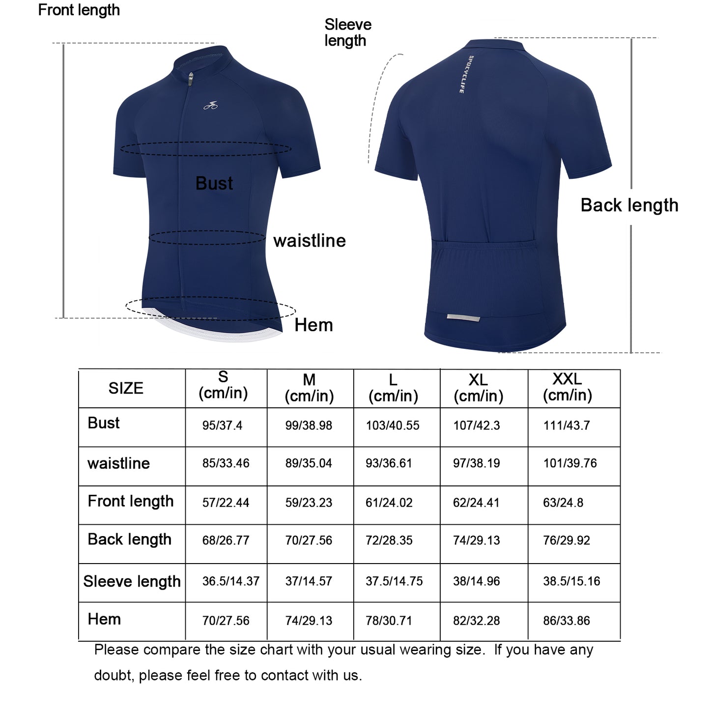 Men Quick Dry Breathable Short Sleeve Cycling Jersey Blue