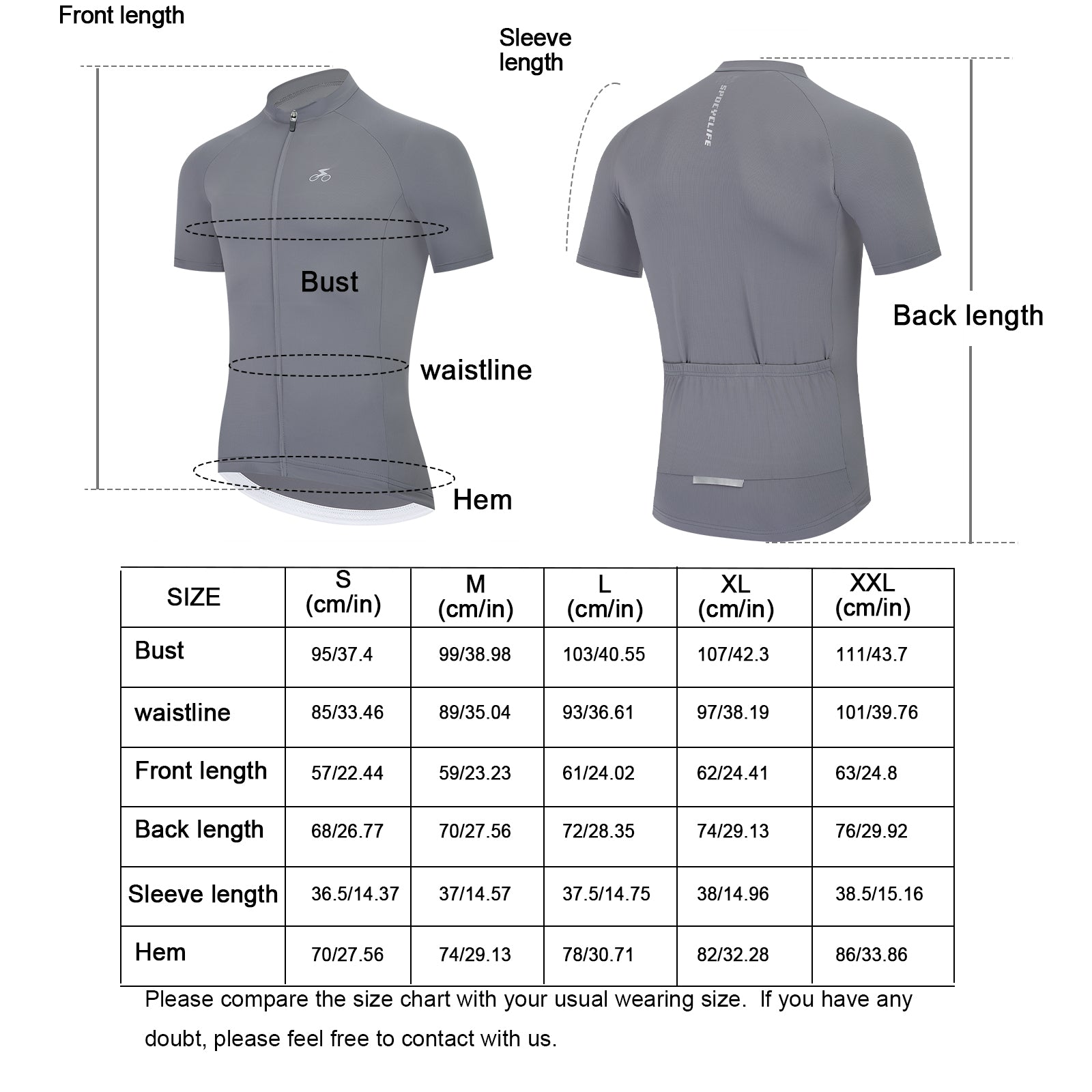 Men Quick Dry Breathable Short Sleeve Cycling Jersey Gray