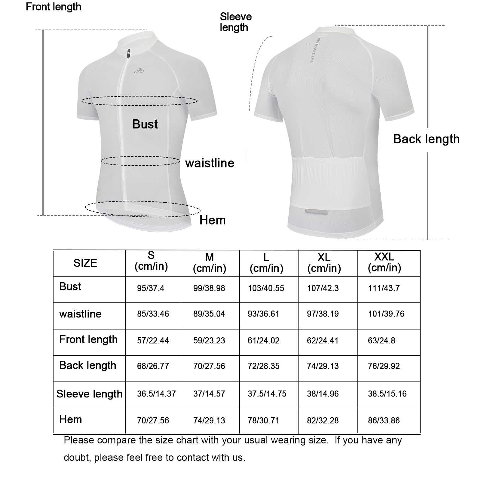 Men Quick Dry Breathable Short Sleeve Cycling Jersey White
