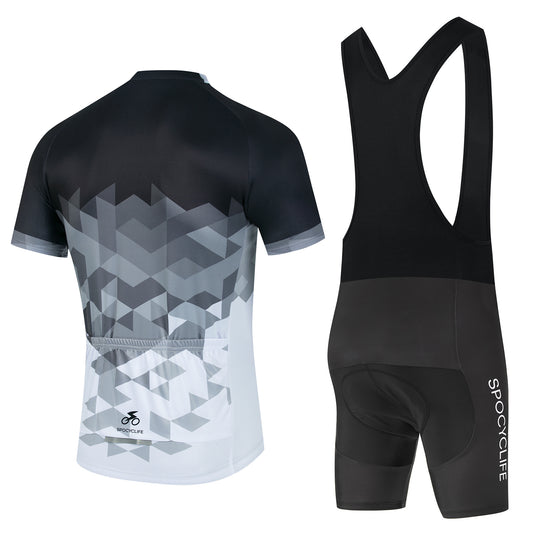 Men Quick Dry Breathable Short Sleeve Cycling Jersey Set With 3D Gel Padded Black White