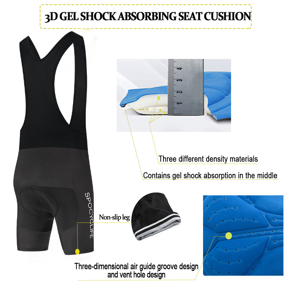 Men Quick Dry Breathable Short Sleeve Cycling Jersey Set With 3D Gel Padded Blue White