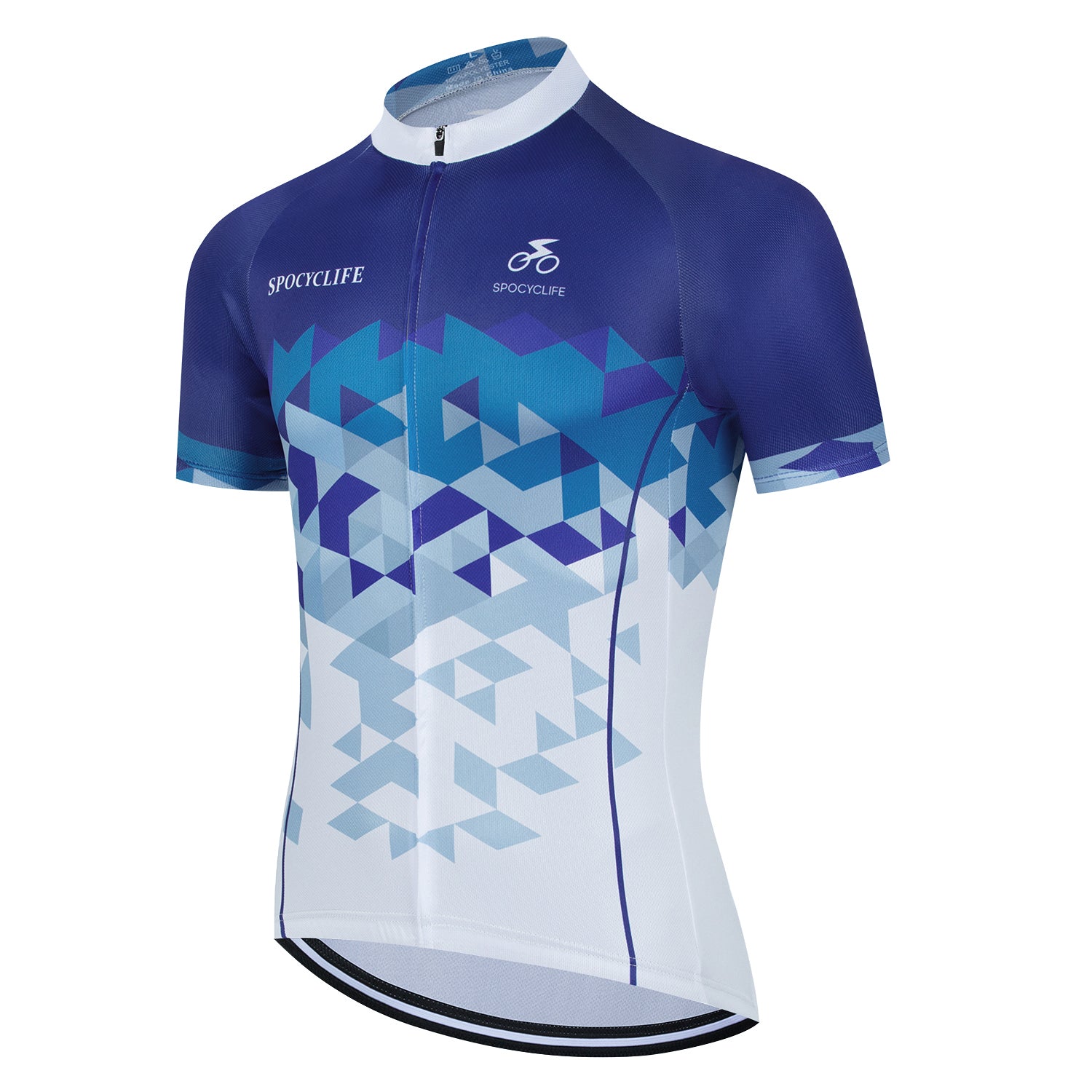Men Quick Dry Breathable Short Sleeve Cycling Jersey Set With 3D Gel Padded Blue White