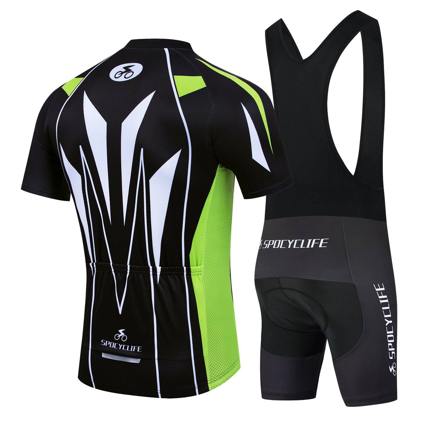 Men Quick Dry Breathable Short Sleeve Cycling Jersey Set With 3D Gel Padded Green Black