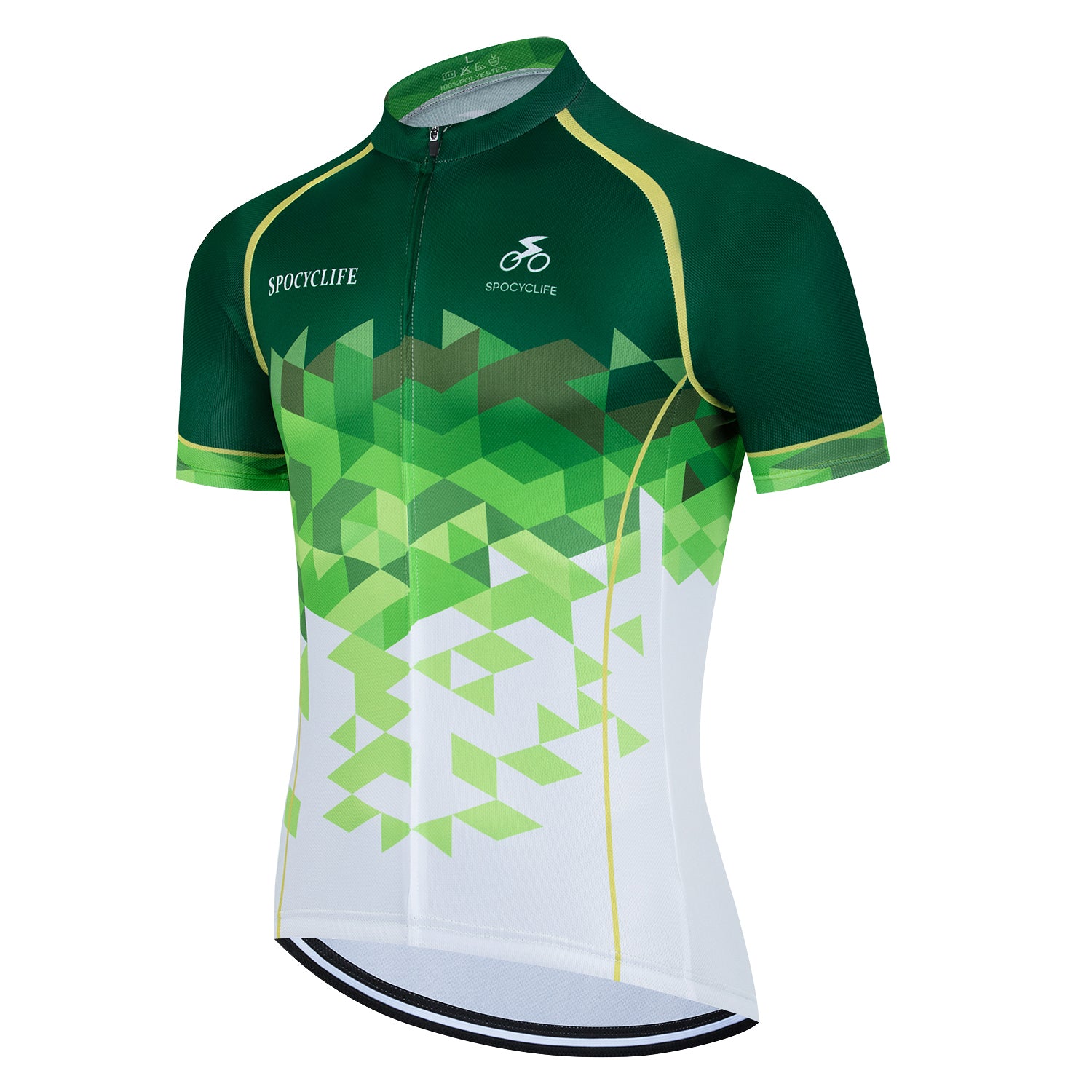 Men Quick Dry Breathable Short Sleeve Cycling Jersey Set With 3D Gel Padded Green White