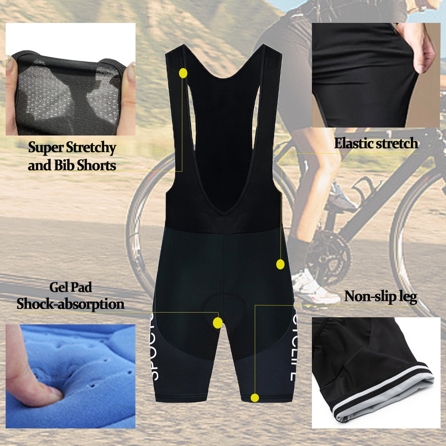 Men Quick Dry Breathable Short Sleeve Cycling Jersey Set With 3D Gel Padded Green White
