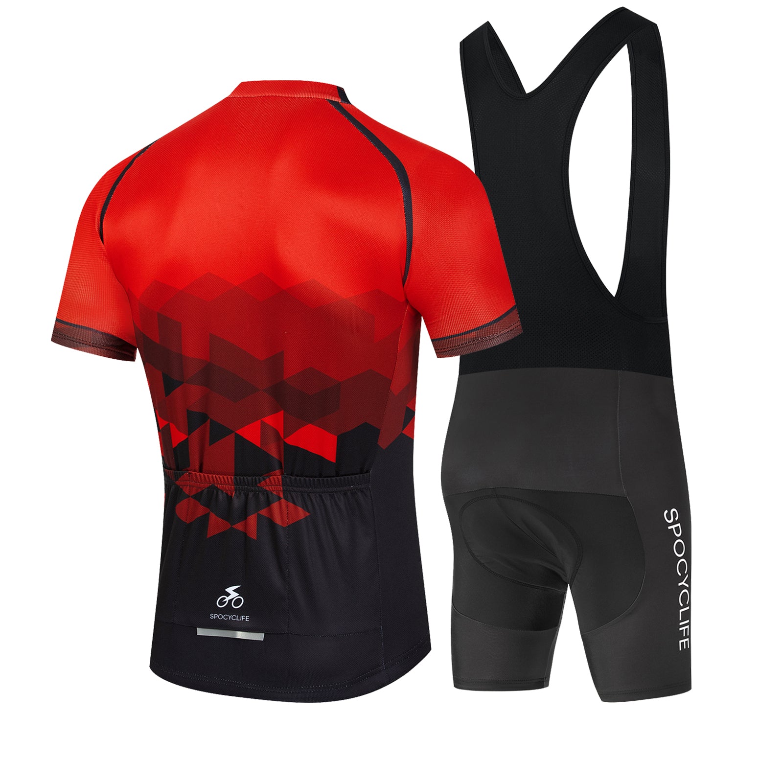 Men Quick Dry Breathable Short Sleeve Cycling Jersey Set With 3D Gel Padded Red Black