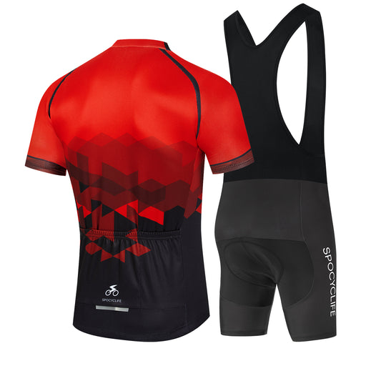 Men Quick Dry Breathable Short Sleeve Cycling Jersey Set With 3D Gel Padded Red Black