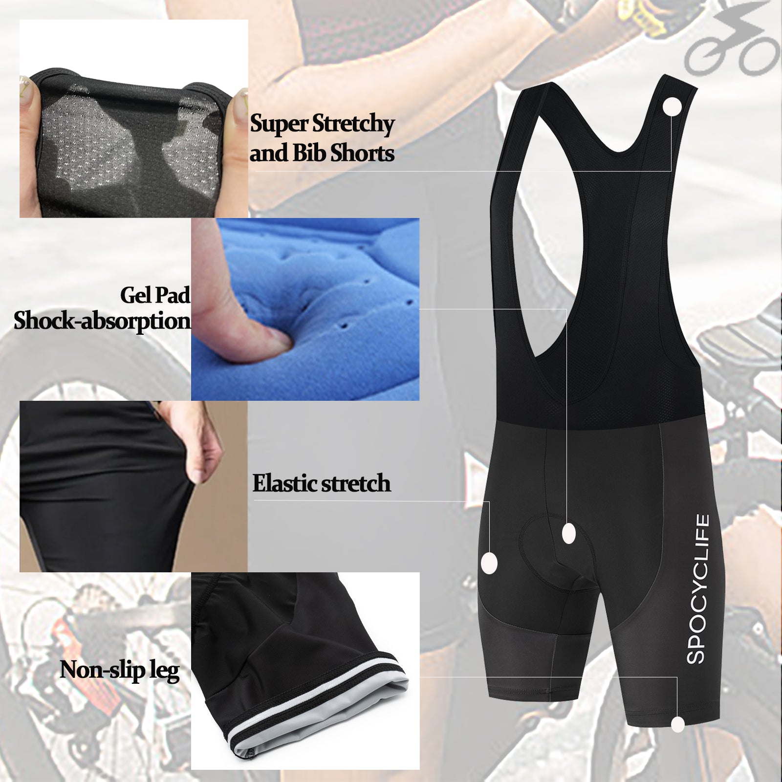 Men Quick Dry Breathable Short Sleeve Cycling Jersey Set With 3D Gel Padded Red Black