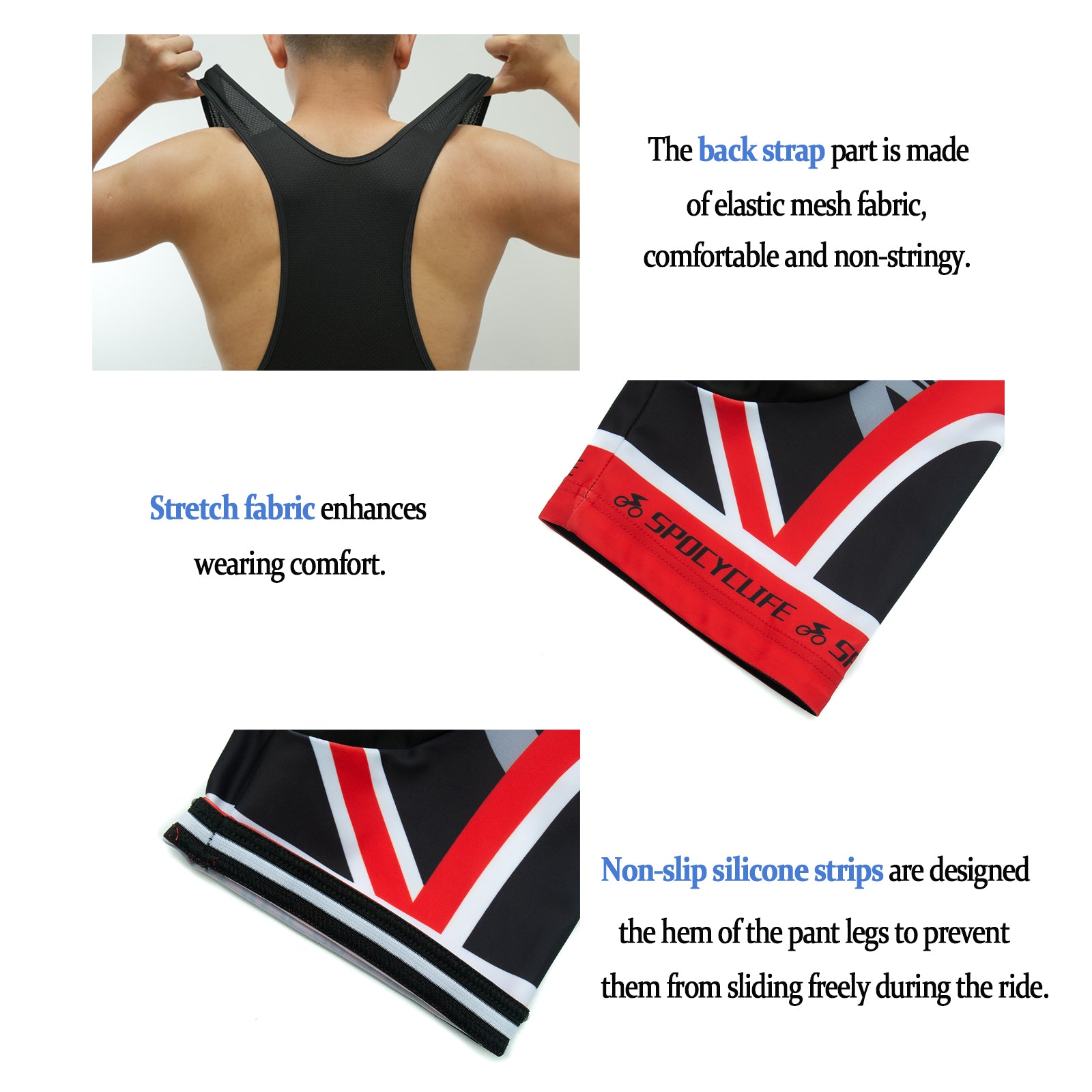 Men Quick Dry Breathable Short Sleeve Cycling Jersey Set With 3D Gel Padded White Red Black
