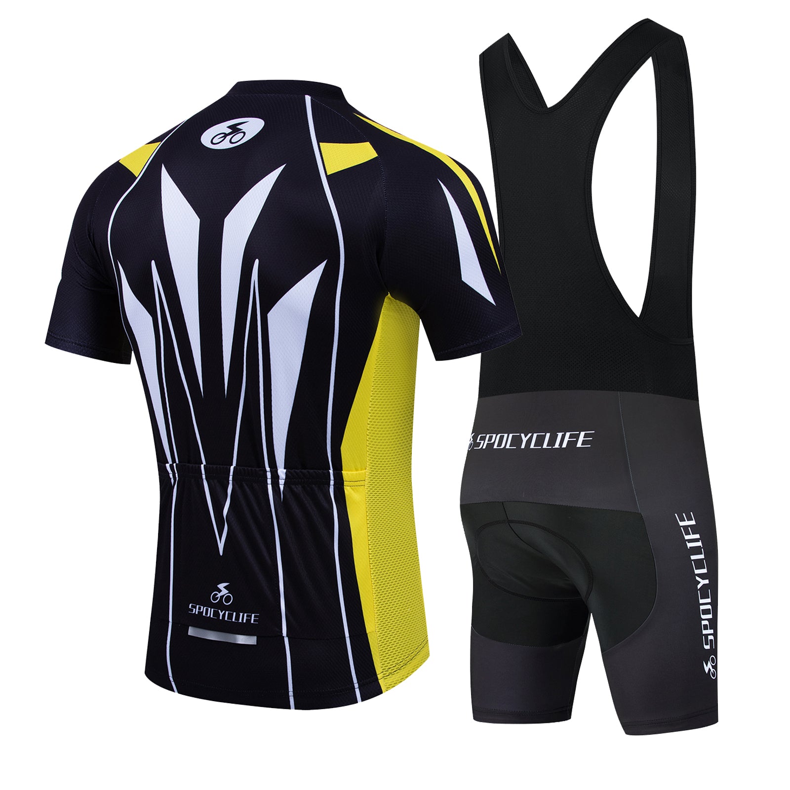 Men Quick Dry Breathable Short Sleeve Cycling Jersey Set With 3D Gel Padded Yellow Black