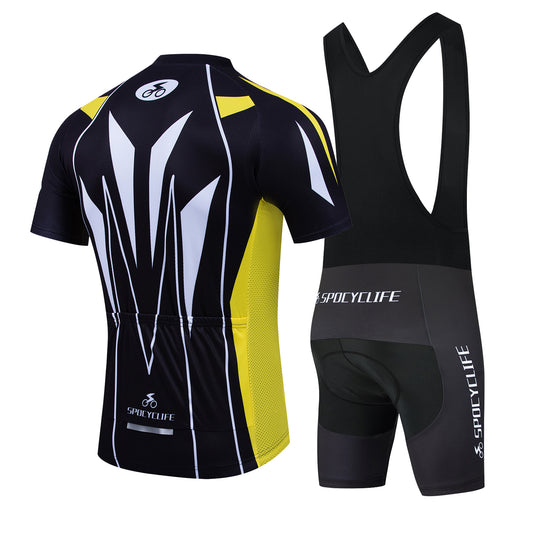 Men Quick Dry Breathable Short Sleeve Cycling Jersey Set With 3D Gel Padded Yellow Black