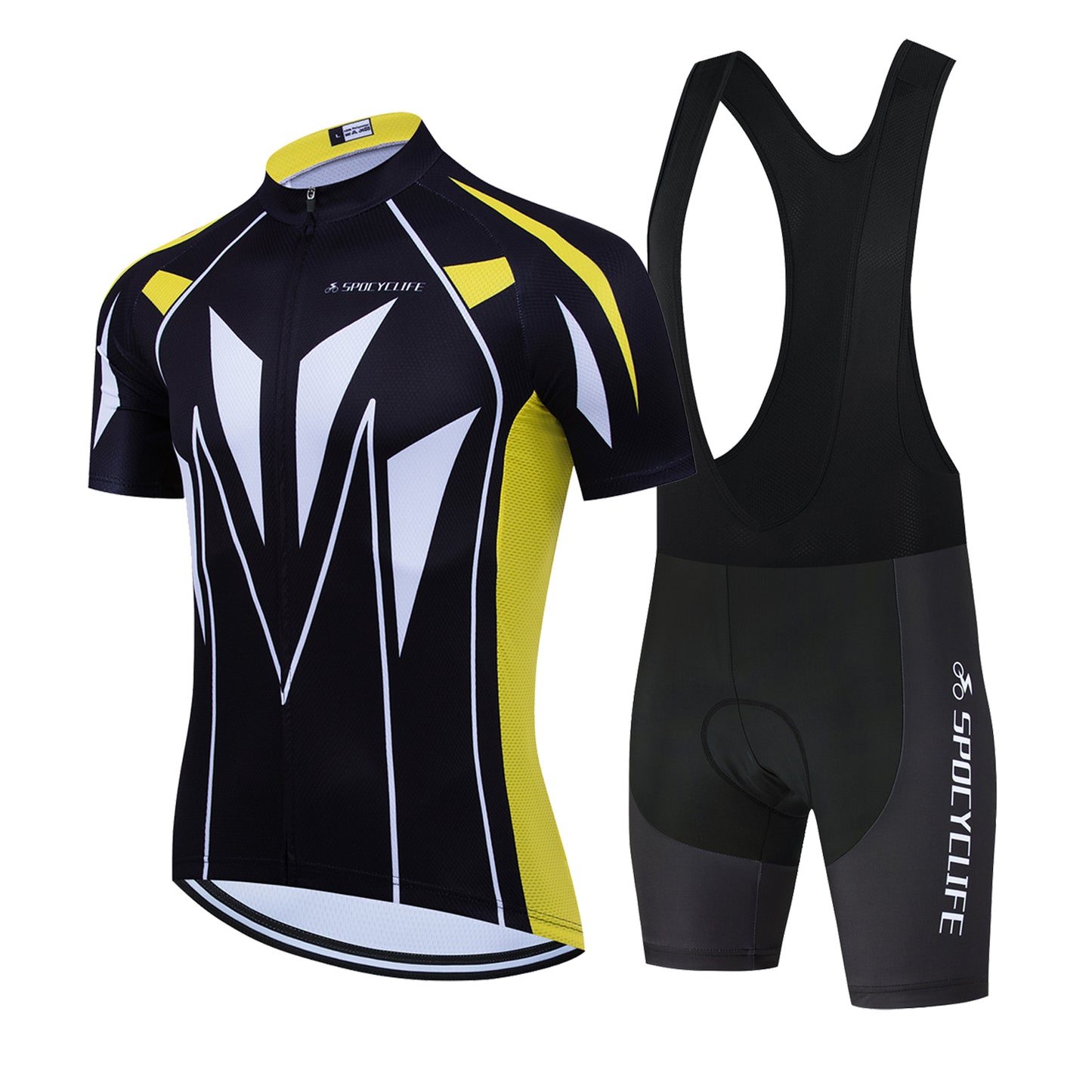 Men Quick Dry Breathable Short Sleeve Cycling Jersey Set With 3D Gel Padded Yellow Black