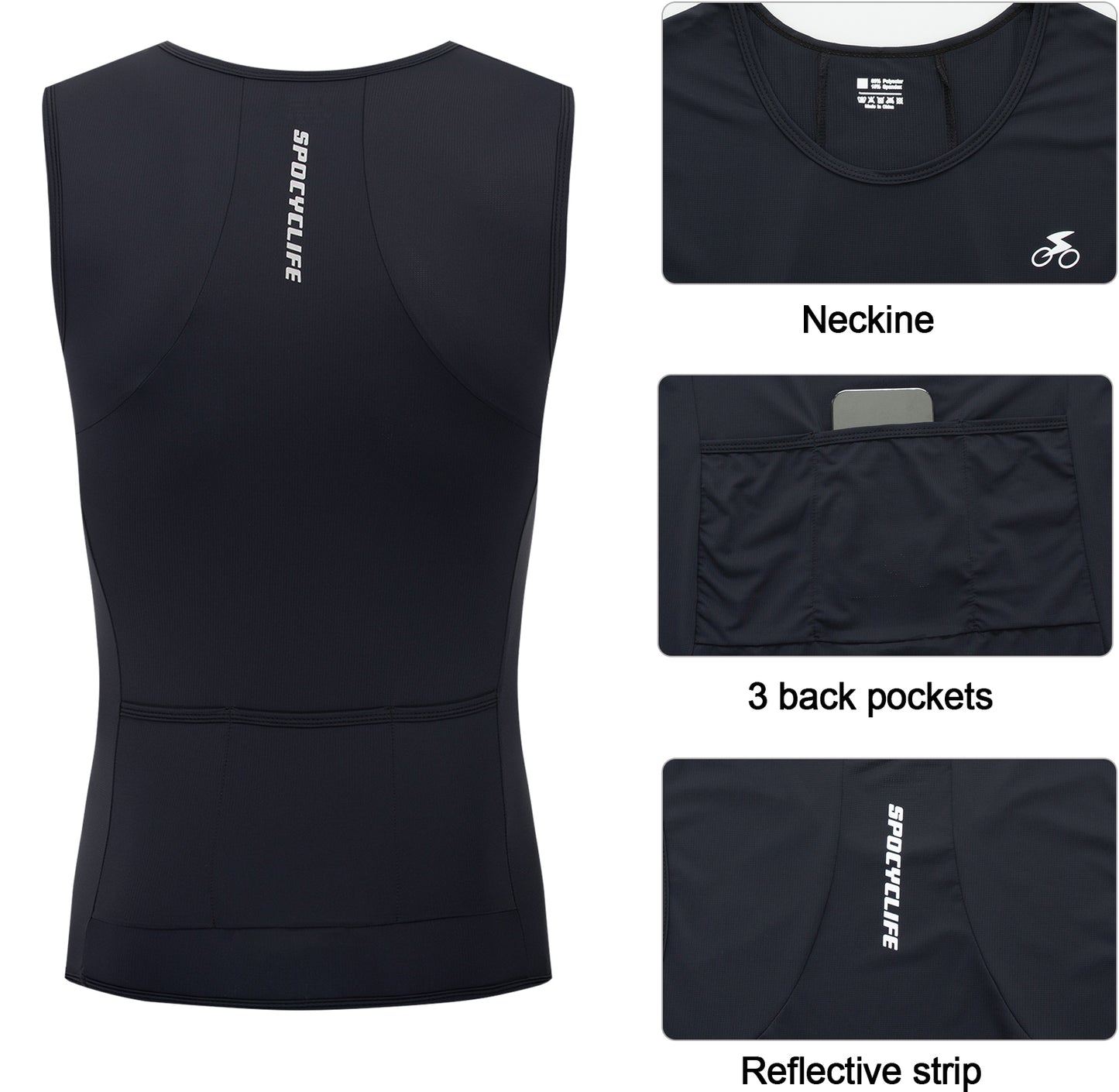 Men Quick Dry Breathable Sleeveless Cycling Vest Black