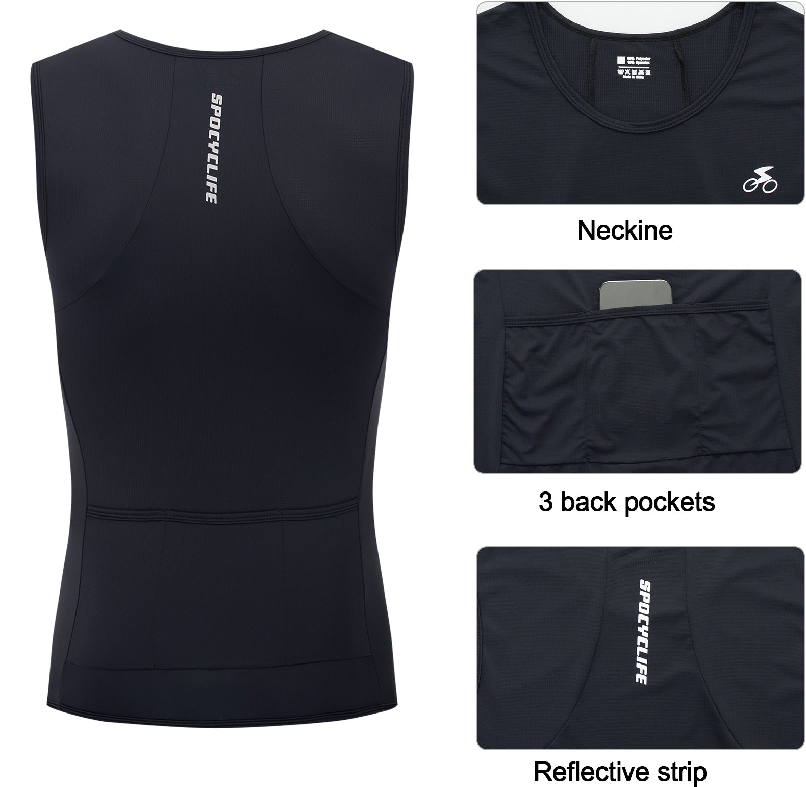 Men Quick Dry Breathable Sleeveless Cycling Vest Black