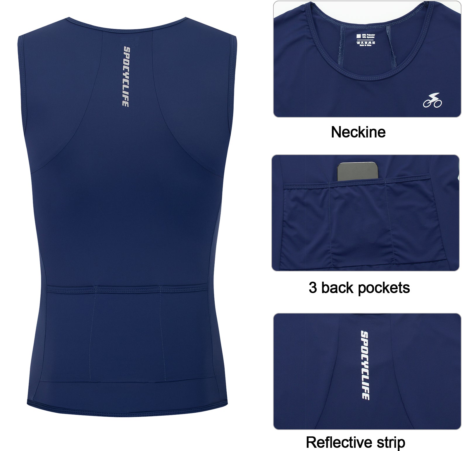 Men Quick Dry Breathable Sleeveless Cycling Vest Blue