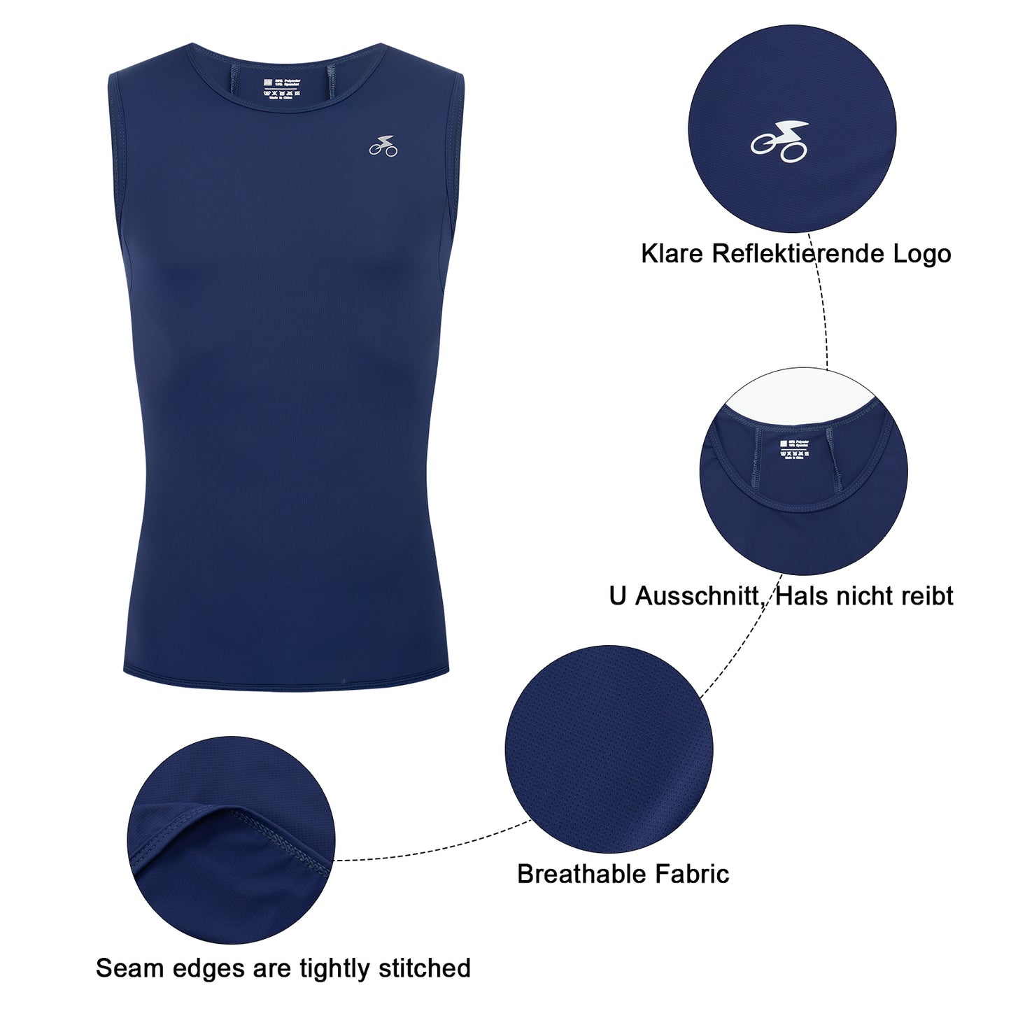Men Quick Dry Breathable Sleeveless Cycling Vest Blue
