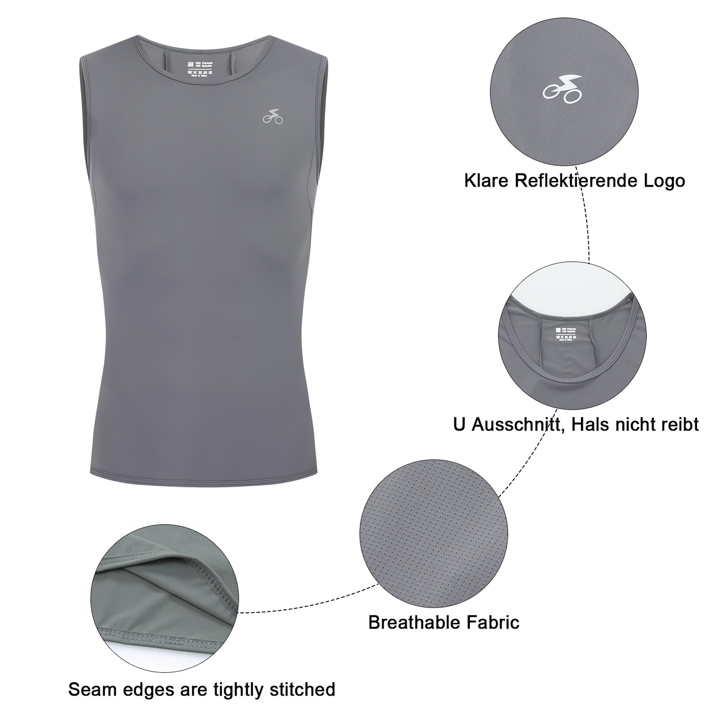 Men Quick Dry Breathable Sleeveless Cycling Vest Gray