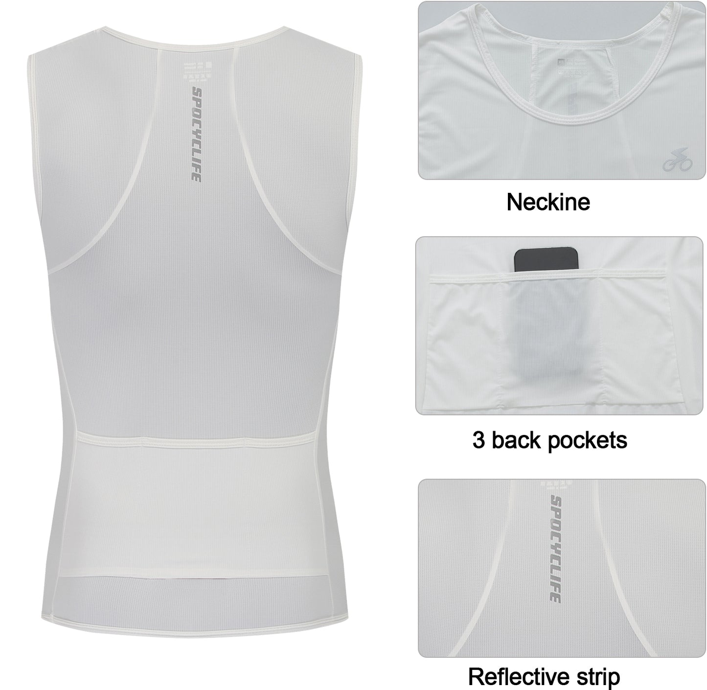 Men Quick Dry Breathable Sleeveless Cycling Vest White
