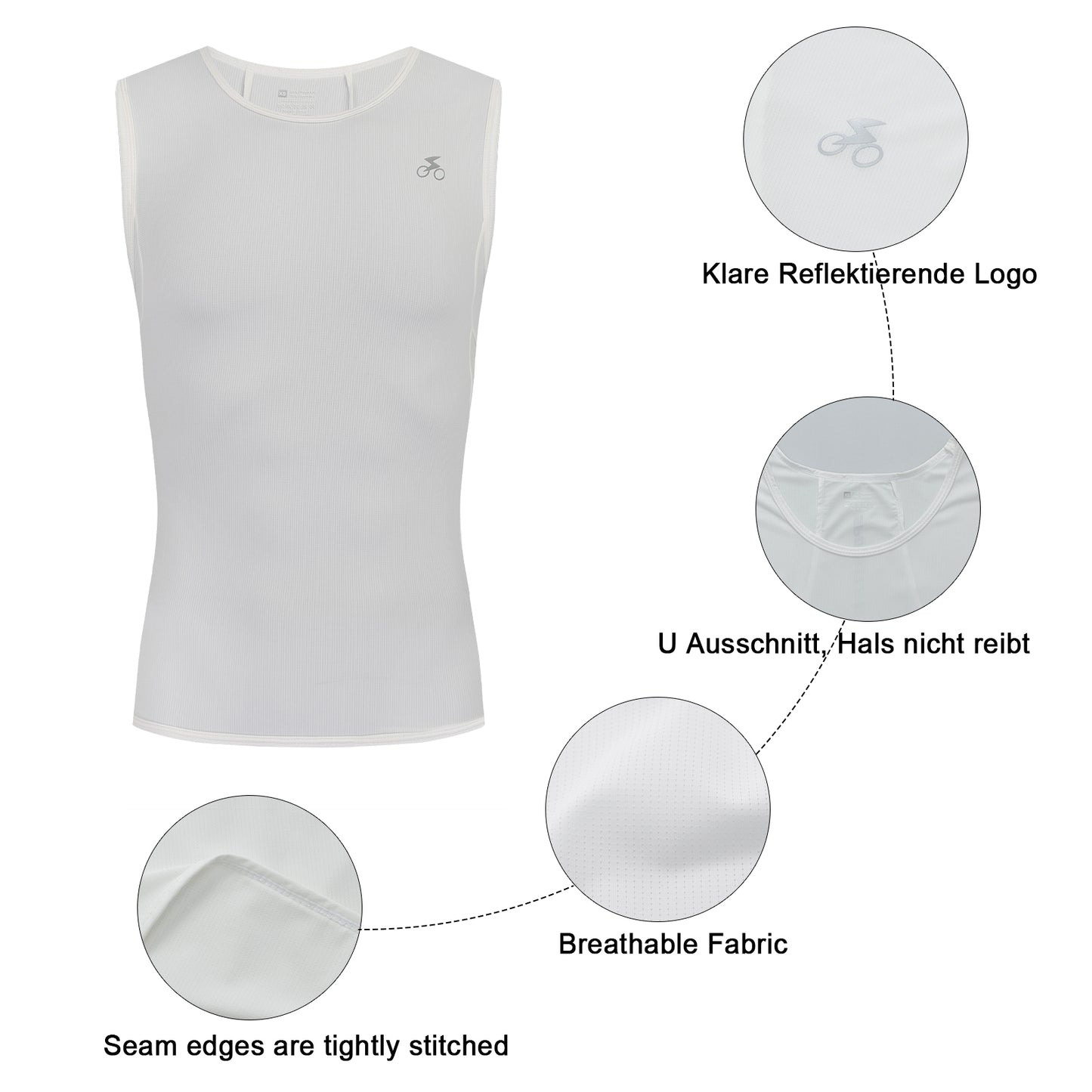 Men Quick Dry Breathable Sleeveless Cycling Vest White
