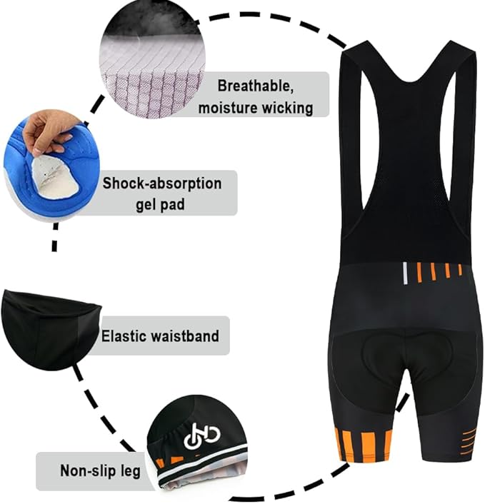 Red quick dry breathable cycling jersey set with 3D gel padded