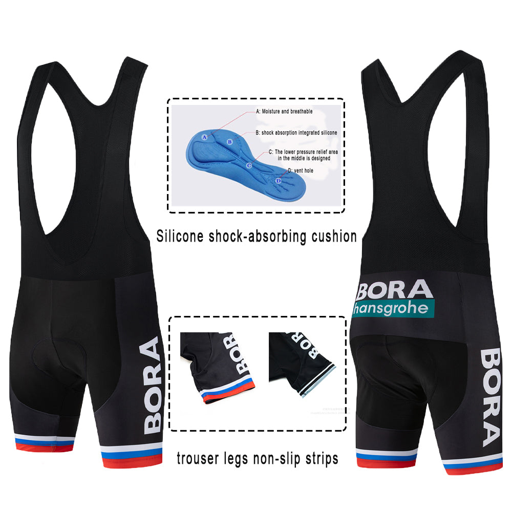 White green short sleeve breathable BORA–Hansgrohe men cycling jersey set
