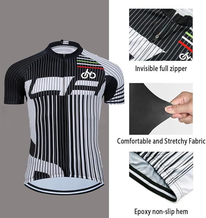 White quick dry breathable cycling jersey set with 3D gel padded