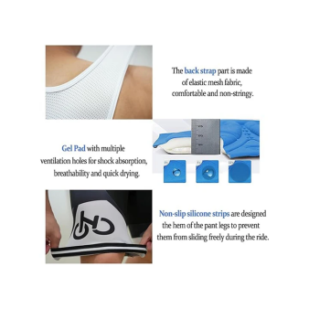 White quick dry breathable men cycling jersey set with 3D gel padded

