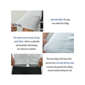 White quick dry breathable men cycling jersey set with 3D gel padded