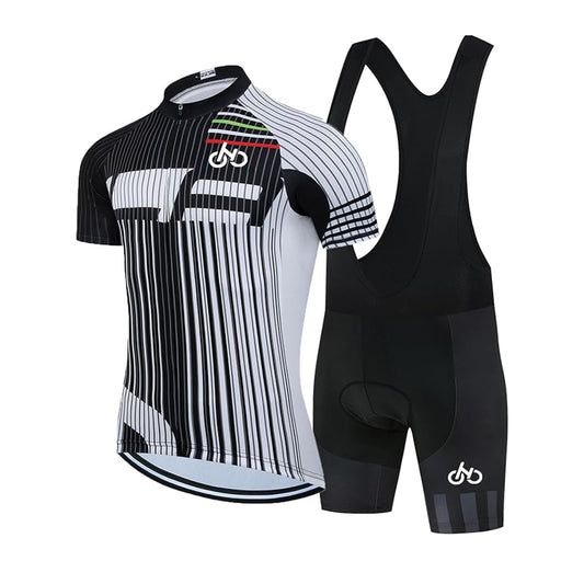 White quick dry breathable cycling jersey set with 3D gel padded