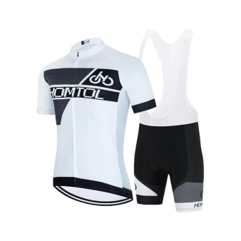 White quick dry breathable men cycling jersey set with 3D gel padded