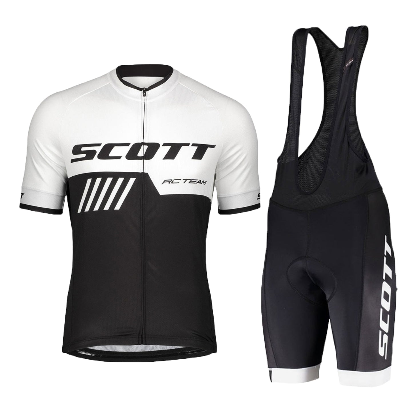 White breathable short sleeve SCOTT RC-TEAM men cycling jersey set