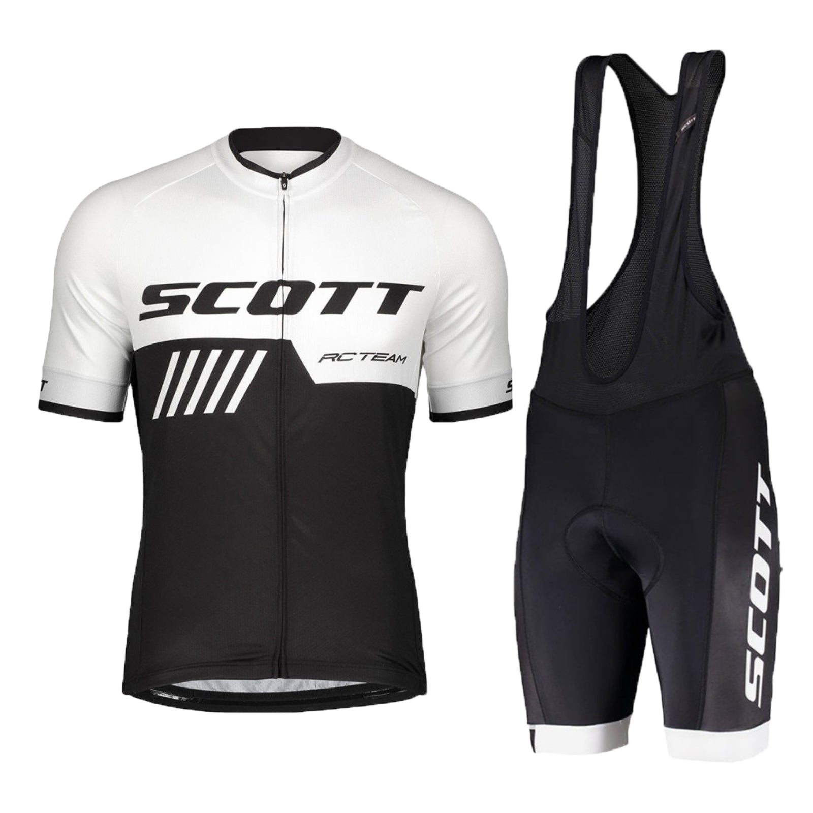 White breathable short sleeve SCOTT RC-TEAM men cycling jersey set