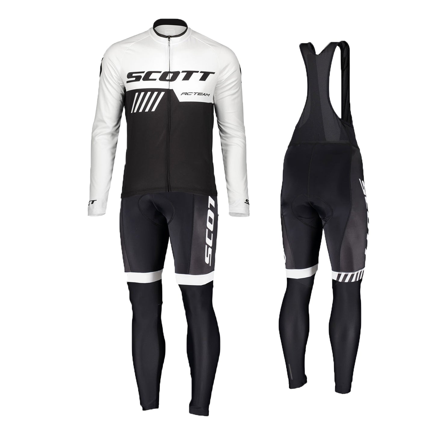 White breathable long sleeve SCOTT RC-TEAM men cycling jersey set