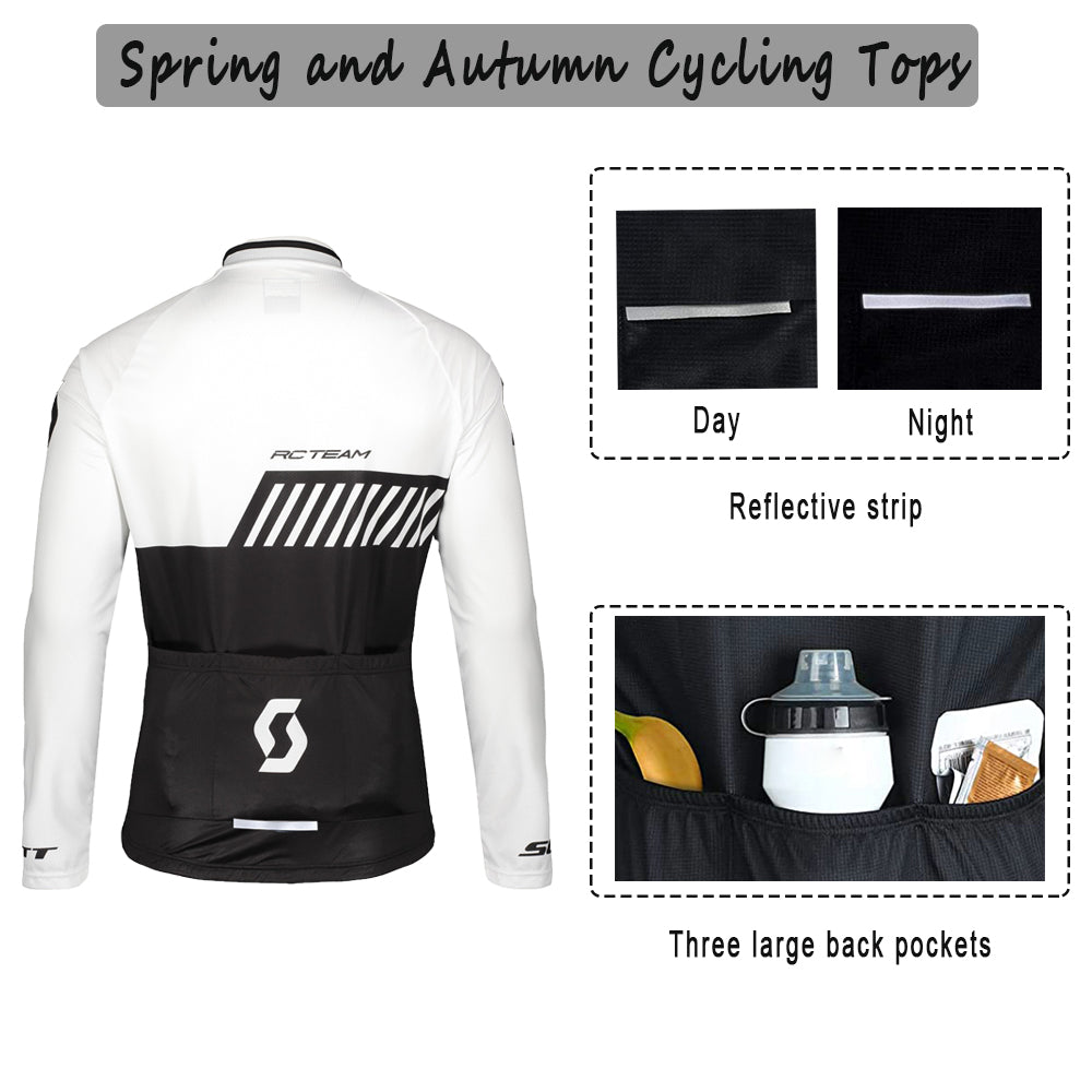 White breathable long sleeve SCOTT RC-TEAM men cycling jersey set