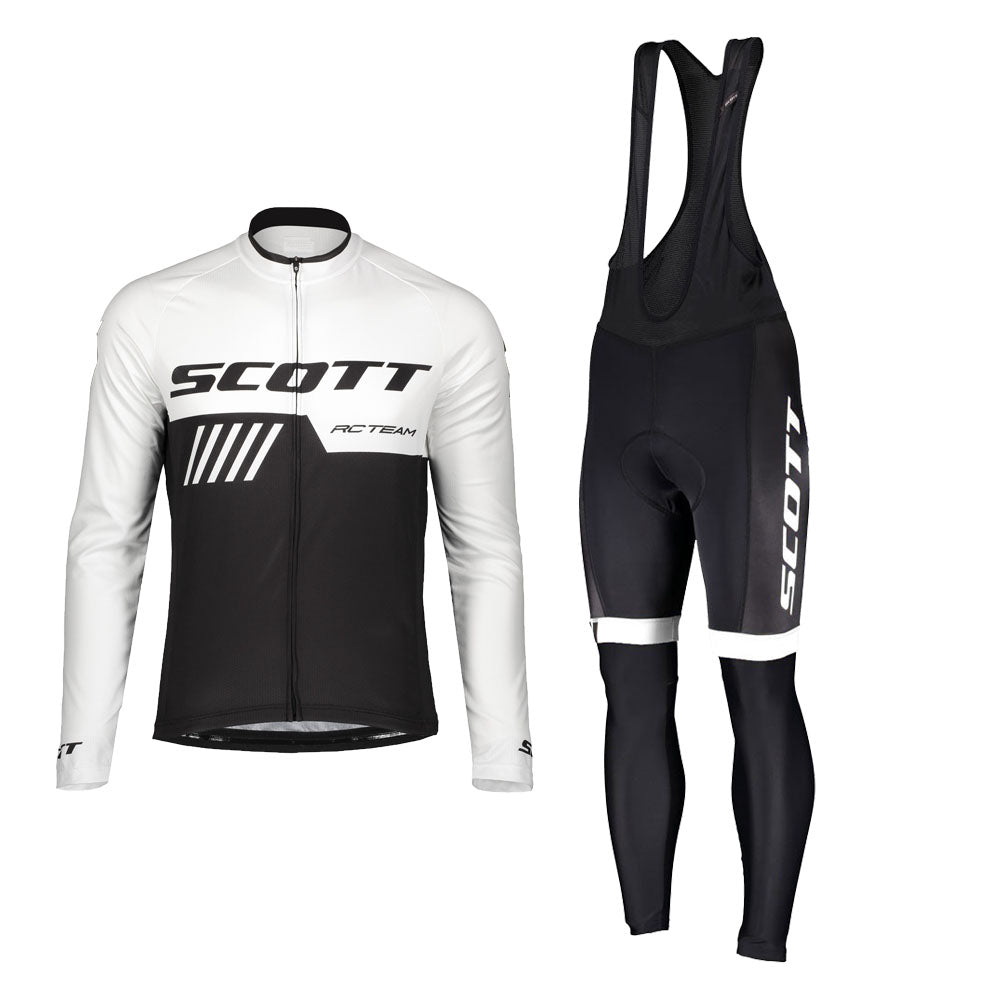White breathable long sleeve SCOTT RC-TEAM men cycling jersey set