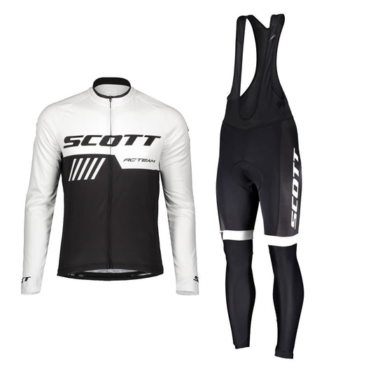 White breathable long sleeve SCOTT RC-TEAM men cycling jersey set